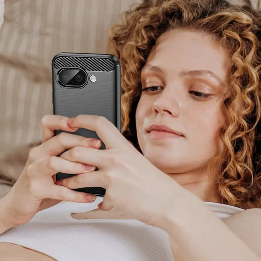 Google Pixel 9a Hoesje Geborsteld TPU Flexibele Back Cover Zwart afbeelding 9