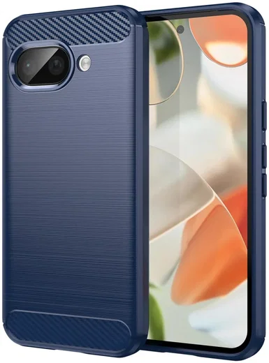 Google Pixel 9a Hoesje Geborsteld TPU Flexibele Back Cover Blauw afbeelding 1