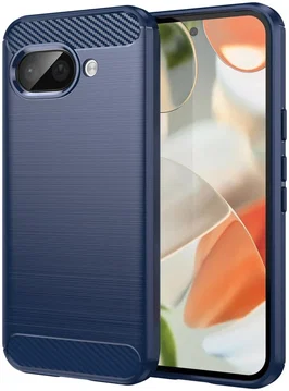 Google Pixel 9a Hoesje Geborsteld TPU Flexibele Back Cover Blauw