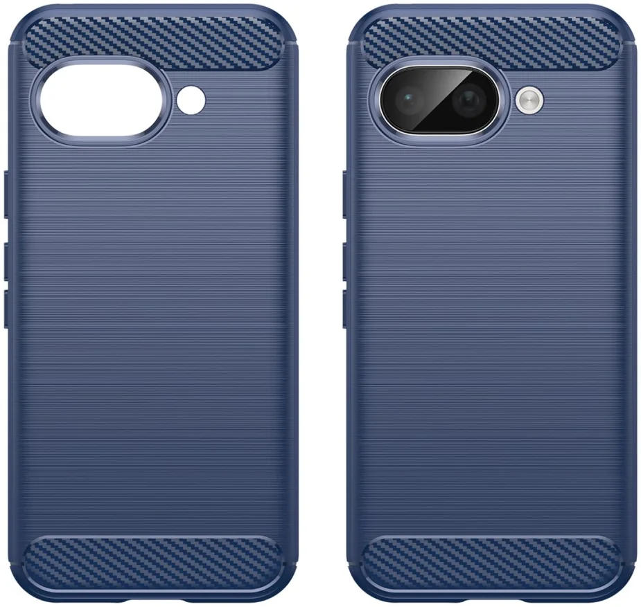 Google Pixel 9a Hoesje Geborsteld TPU Flexibele Back Cover Blauw afbeelding 2