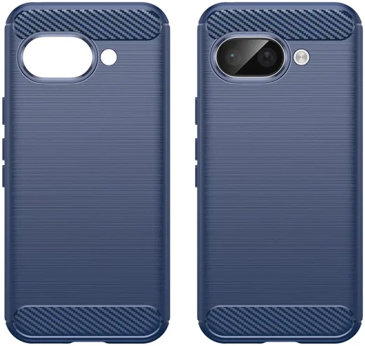Google Pixel 9a Hoesje Geborsteld TPU Flexibele Back Cover Blauw afbeelding 2