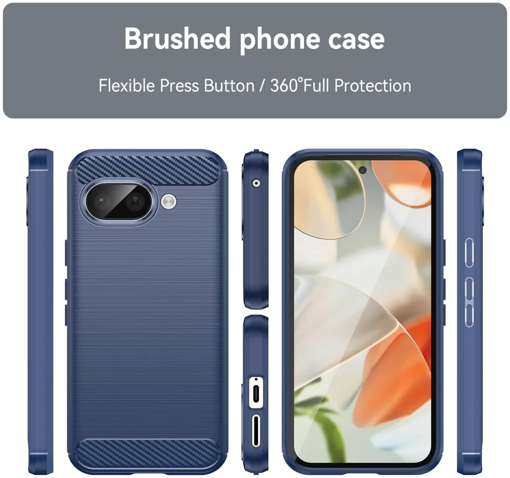 Google Pixel 9a Hoesje Geborsteld TPU Flexibele Back Cover Blauw afbeelding 4