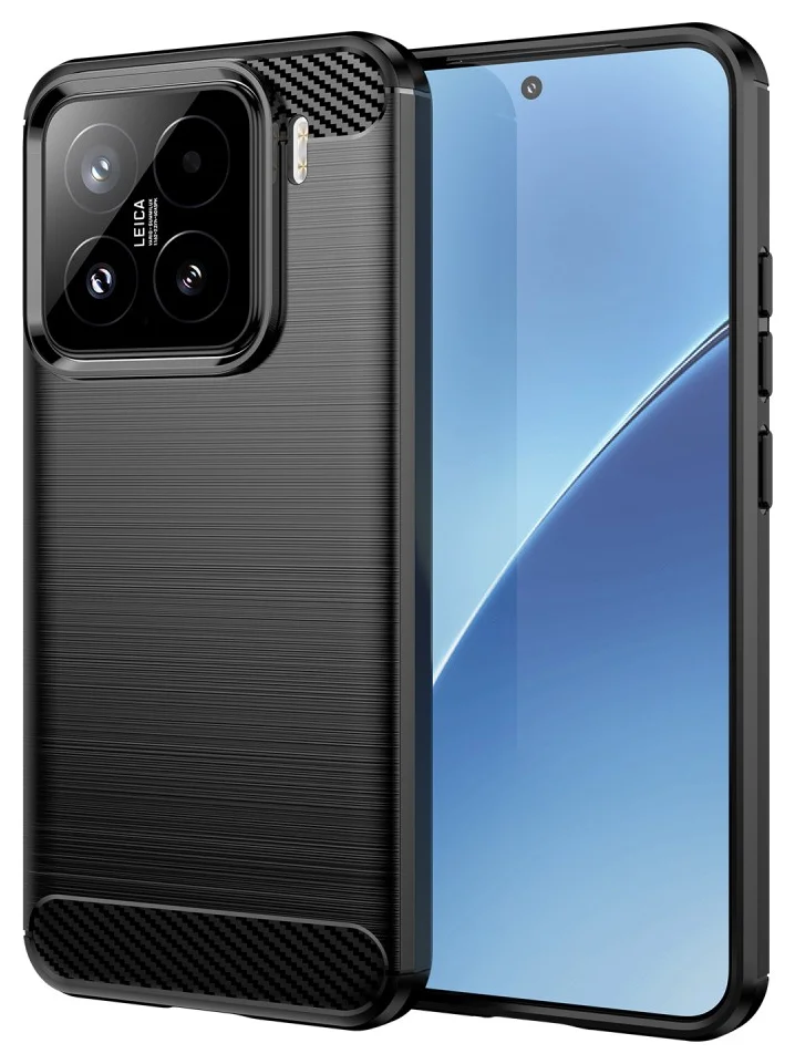 Xiaomi 15 Hoesje Geborsteld TPU Flexibele Back Cover Zwart afbeelding 1