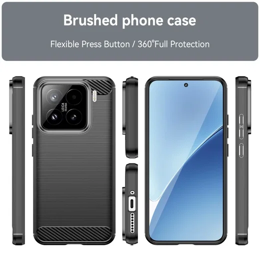 Xiaomi 15 Hoesje Geborsteld TPU Flexibele Back Cover Zwart afbeelding 9