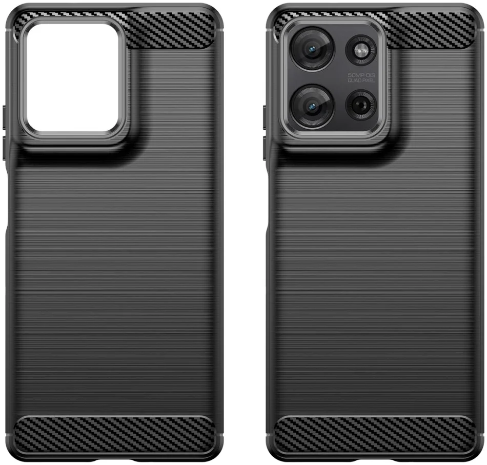 Motorola Moto G75 Hoesje Geborsteld TPU Flexibele Back Cover Zwart afbeelding 2