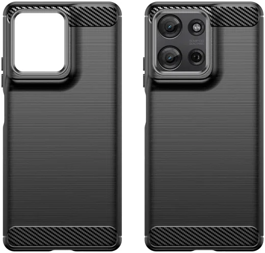 Motorola Moto G75 Hoesje Geborsteld TPU Flexibele Back Cover Zwart afbeelding 2
