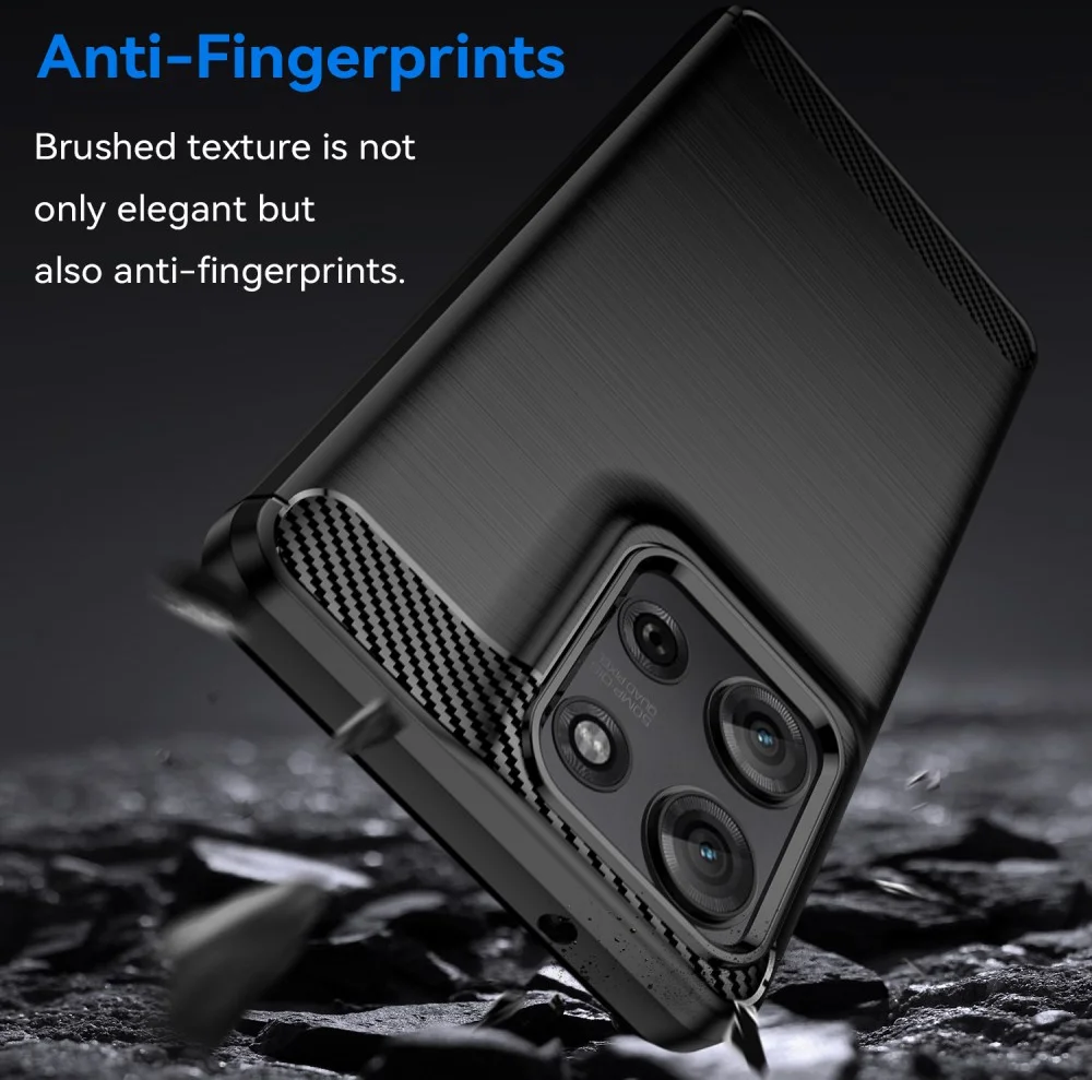 Motorola Moto G75 Hoesje Geborsteld TPU Flexibele Back Cover Zwart afbeelding 4