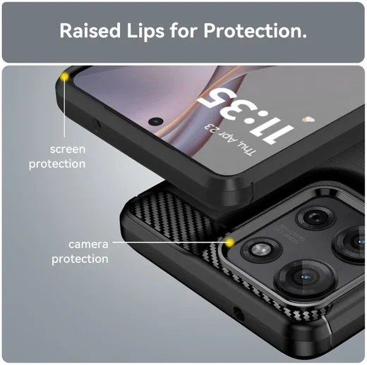 Motorola Moto G75 Hoesje Geborsteld TPU Flexibele Back Cover Zwart afbeelding 7