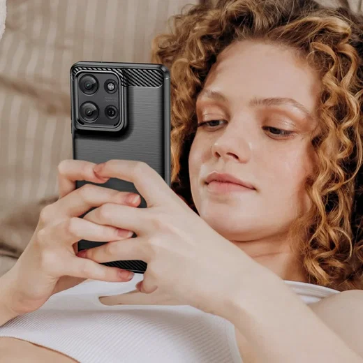 Motorola Moto G75 Hoesje Geborsteld TPU Flexibele Back Cover Zwart afbeelding 8