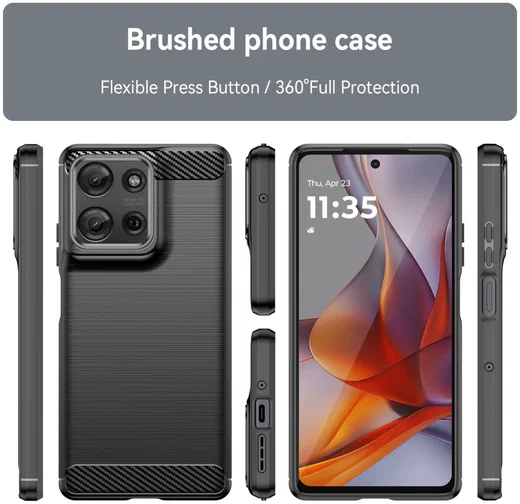 Motorola Moto G75 Hoesje Geborsteld TPU Flexibele Back Cover Zwart afbeelding 9