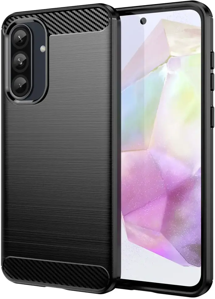 Samsung Galaxy A36 Hoesje Geborsteld TPU Flexibele Back Cover Zwart afbeelding 1
