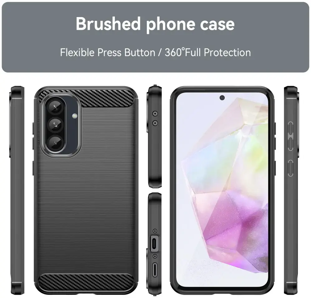 Samsung Galaxy A36 Hoesje Geborsteld TPU Flexibele Back Cover Zwart afbeelding 8