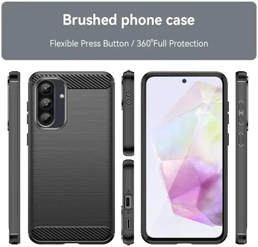 Samsung Galaxy A36 Hoesje Geborsteld TPU Flexibele Back Cover Zwart afbeelding 8