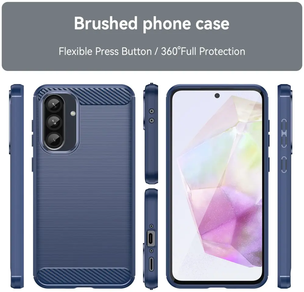 Samsung Galaxy A36 Hoesje Geborsteld TPU Flexibele Back Cover Blauw afbeelding 8