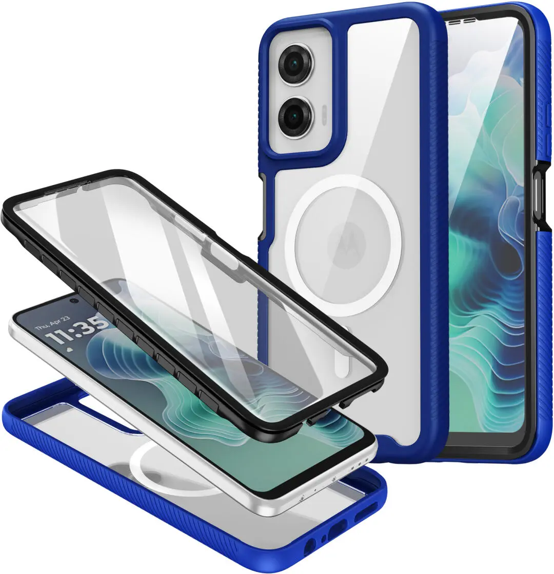 Motorola Moto G35 Hoesje Full Protect 360° Cover met MagSafe Blauw afbeelding 1