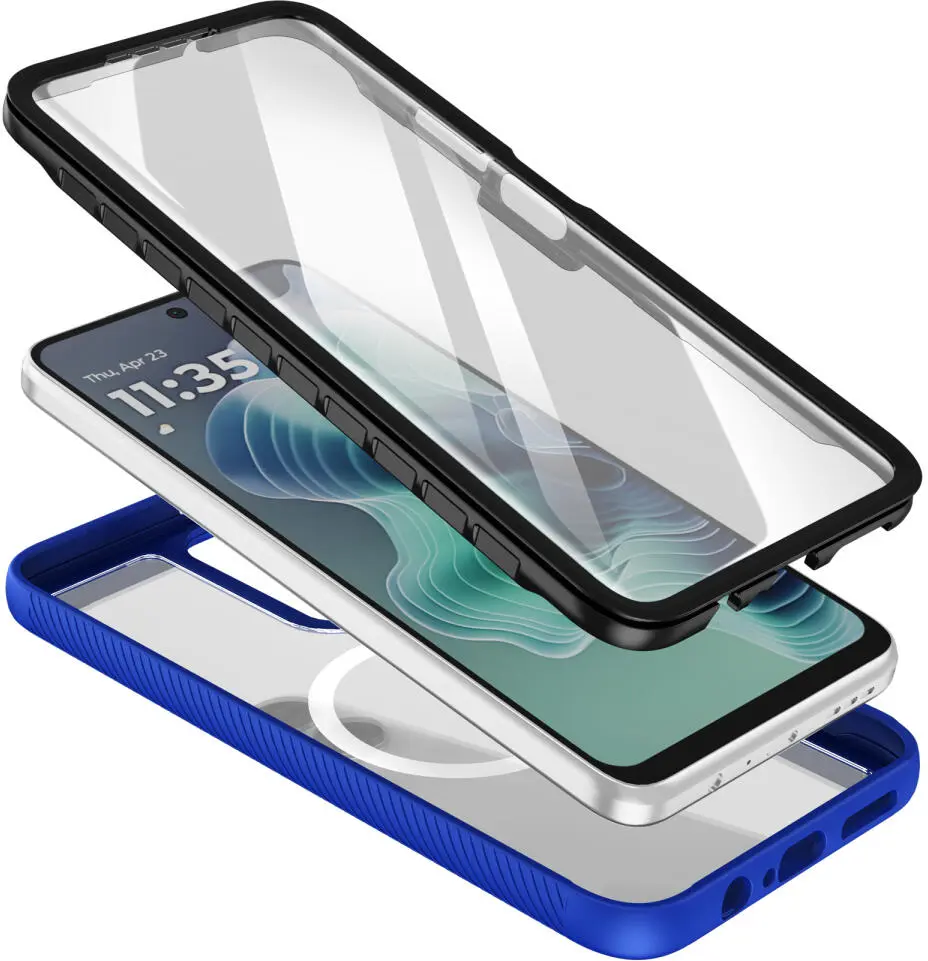 Motorola Moto G35 Hoesje Full Protect 360° Cover met MagSafe Blauw afbeelding 2
