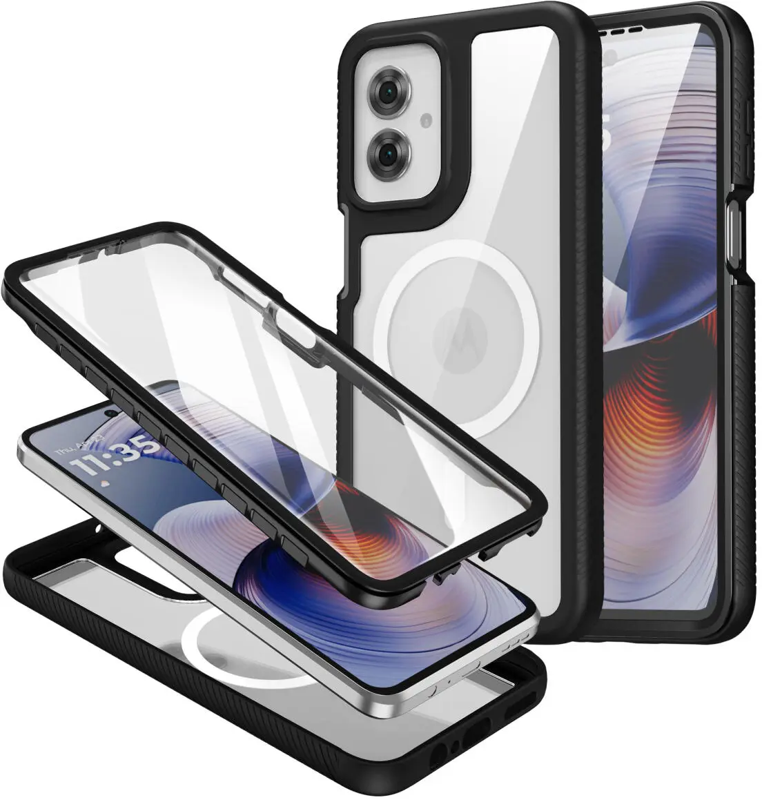 Motorola Moto G55 Hoesje Full Protect 360° Cover met MagSafe Zwart afbeelding 1