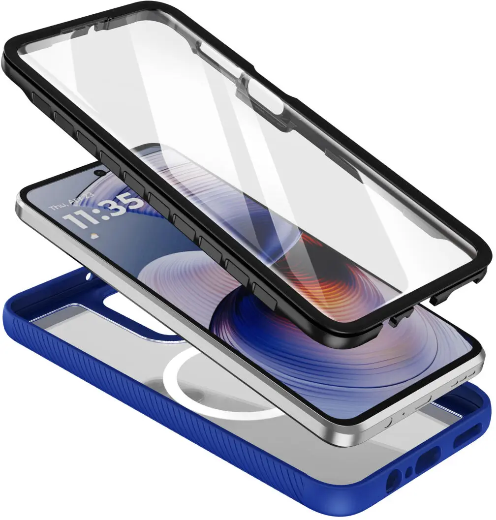 Motorola Moto G55 Hoesje Full Protect 360° Cover met MagSafe Blauw afbeelding 2