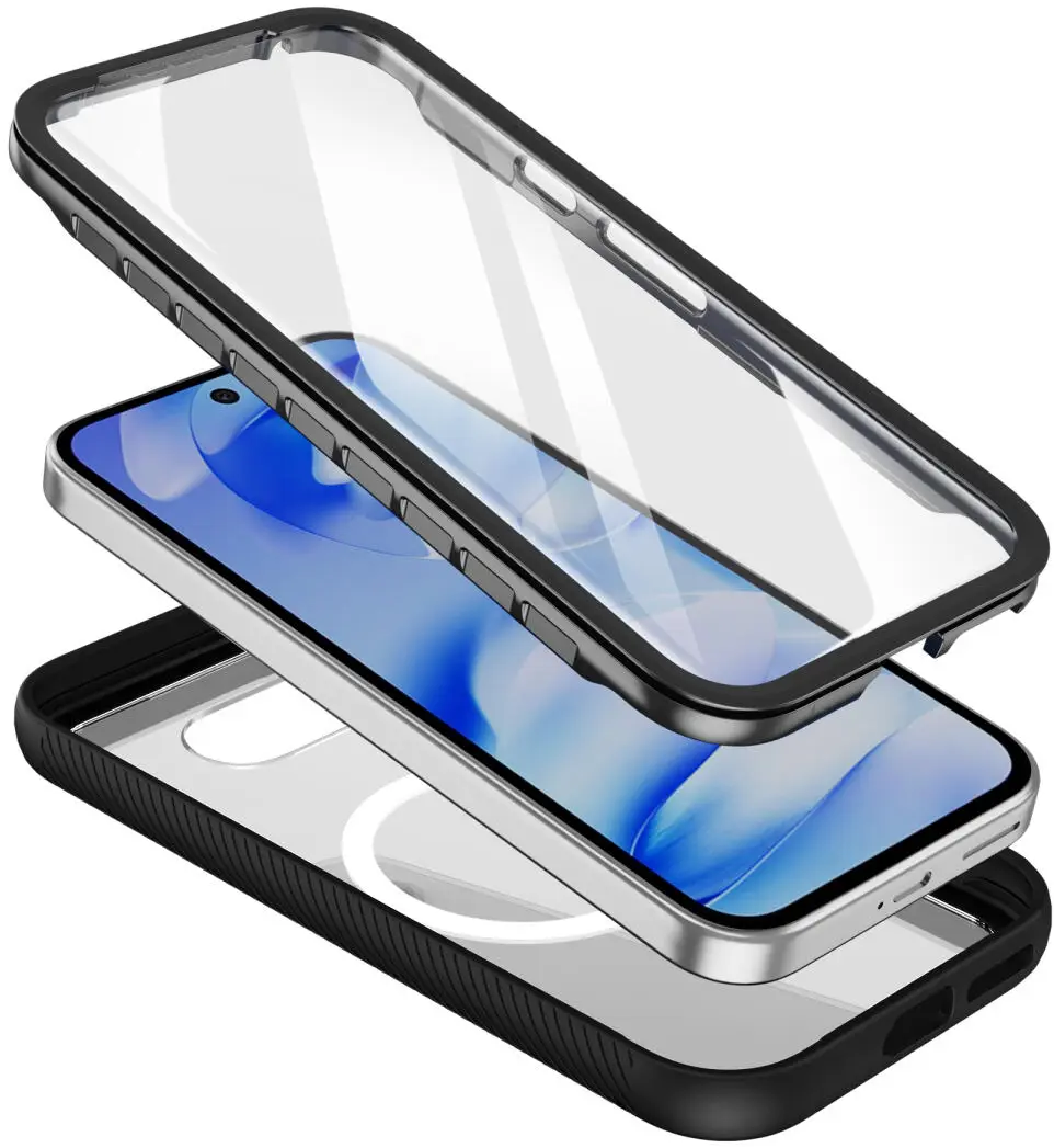 Google Pixel 9a Hoesje Full Protect 360° Cover met MagSafe Zwart afbeelding 2
