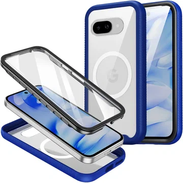 Google Pixel 9a Hoesje Full Protect 360° Cover met MagSafe Blauw