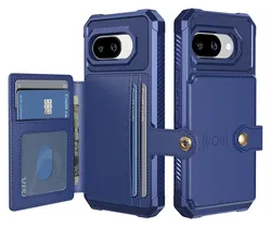 Google Pixel 9a Hoesje 3-in-1 Pasjes Portemonnee Back Cover Blauw afbeelding
