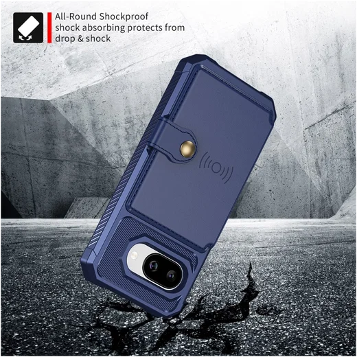 Google Pixel 9a Hoesje 3-in-1 Pasjes Portemonnee Back Cover Blauw afbeelding 5