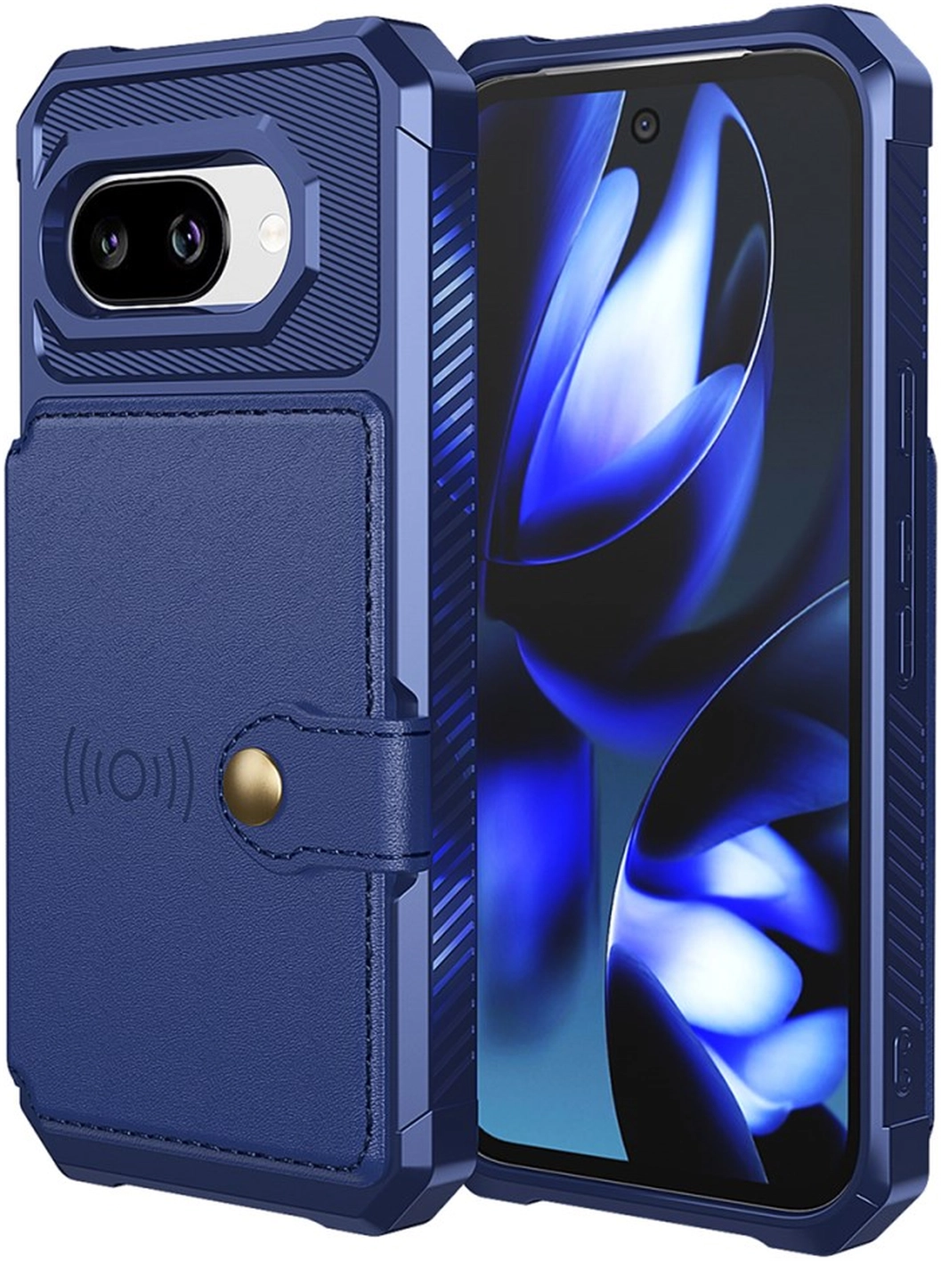 Google Pixel 9a Hoesje 3-in-1 Pasjes Portemonnee Back Cover Blauw afbeelding 8