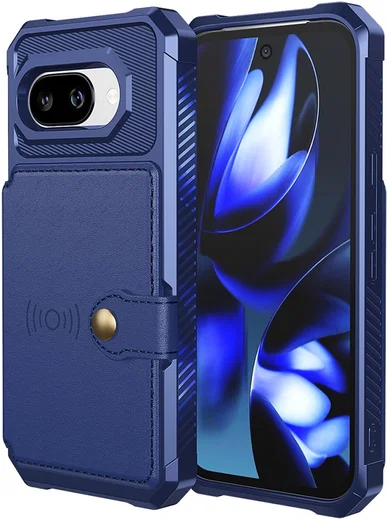 Google Pixel 9a Hoesje 3-in-1 Pasjes Portemonnee Back Cover Blauw afbeelding 8