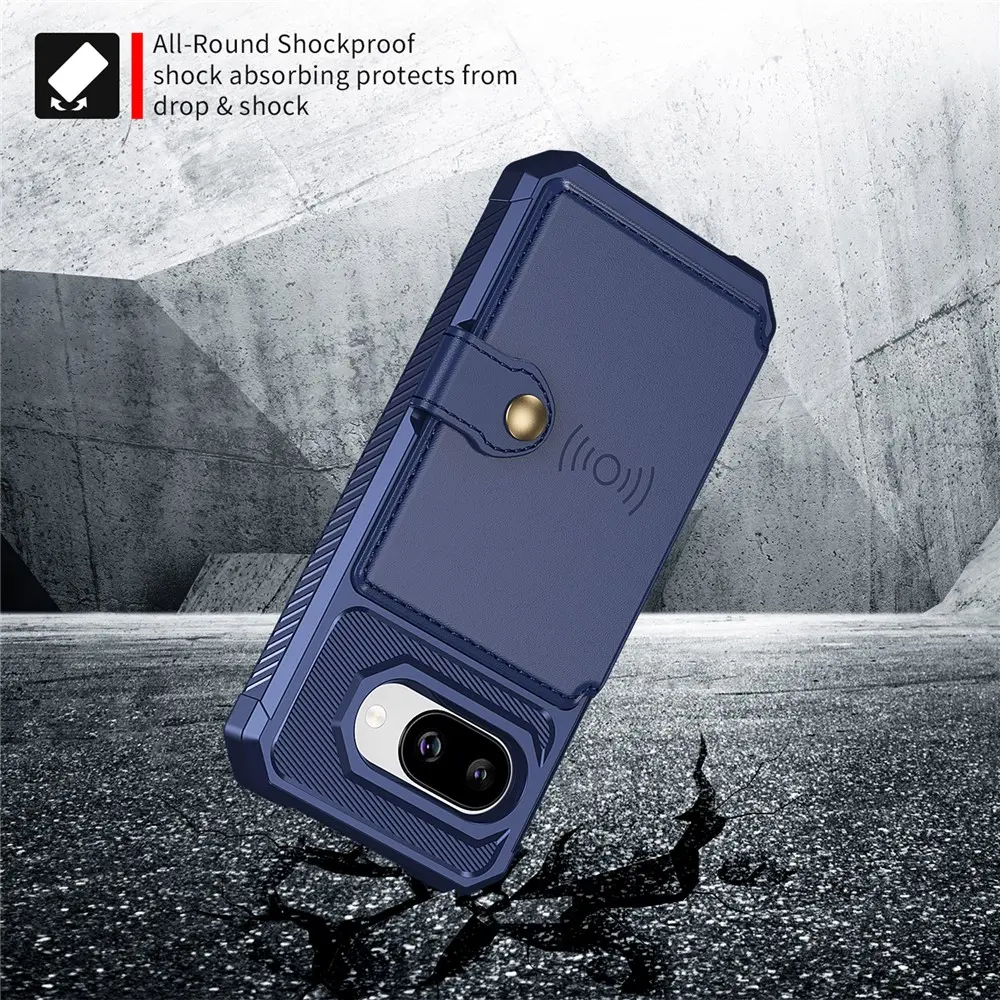 Google Pixel 9a TPU Back Cover met Kunstleren Wallet Blauw afbeelding 3