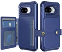 Google Pixel 9a TPU Back Cover met Kunstleren Wallet Blauw