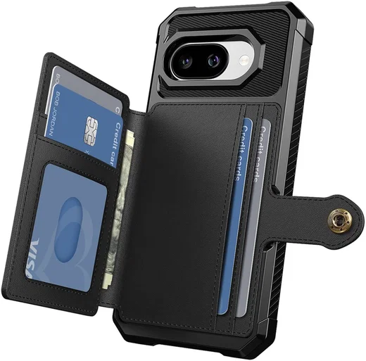 Google Pixel 9a Hoesje 3-in-1 Pasjes Portemonnee Back Cover Zwart afbeelding 2