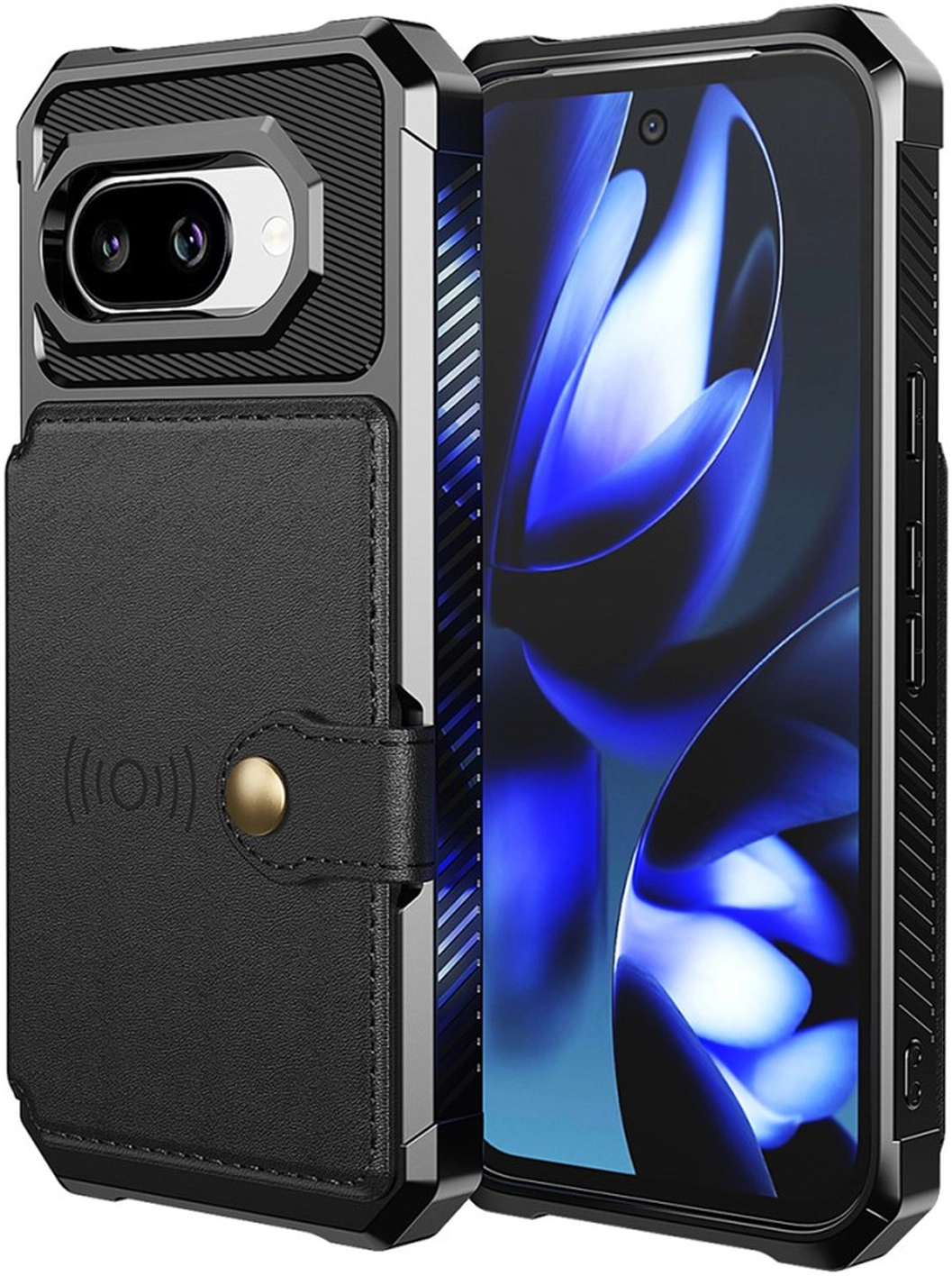 Google Pixel 9a Hoesje 3-in-1 Pasjes Portemonnee Back Cover Zwart afbeelding 3