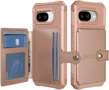 Google Pixel 9a Hoesje 3-in-1 Pasjes Portemonnee Back Cover Roze