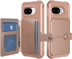 Google Pixel 9a Hoesje 3-in-1 Pasjes Portemonnee Back Cover Roze afbeelding