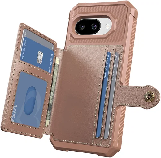 Google Pixel 9a Hoesje 3-in-1 Pasjes Portemonnee Back Cover Roze afbeelding 3