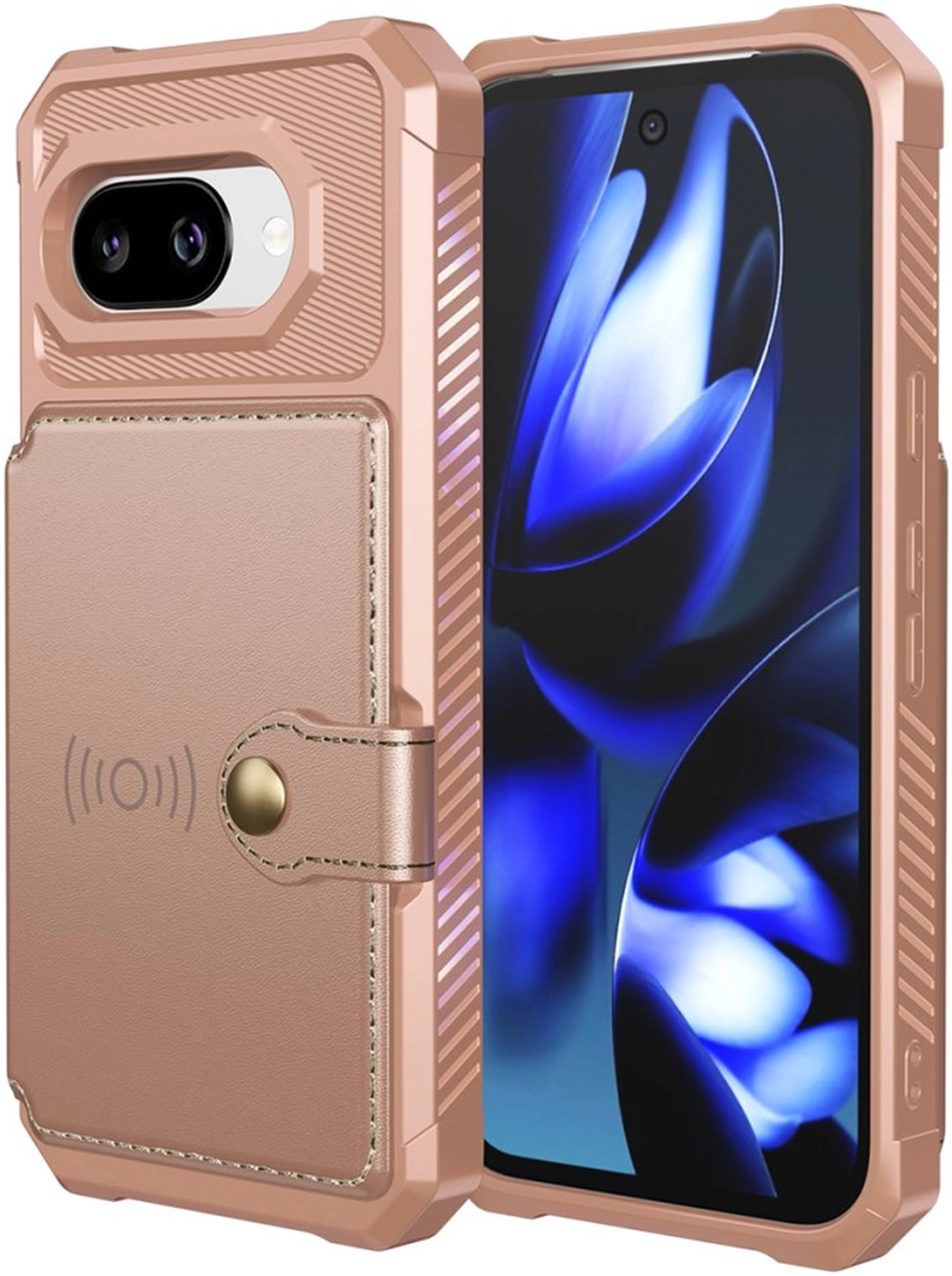 Google Pixel 9a Hoesje 3-in-1 Pasjes Portemonnee Back Cover Roze afbeelding 2