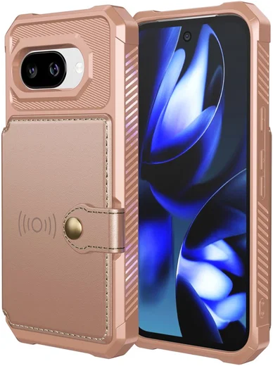 Google Pixel 9a Hoesje 3-in-1 Pasjes Portemonnee Back Cover Roze afbeelding 2