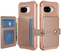 Google Pixel 9a TPU Back Cover met Kunstleren Wallet Roze afbeelding