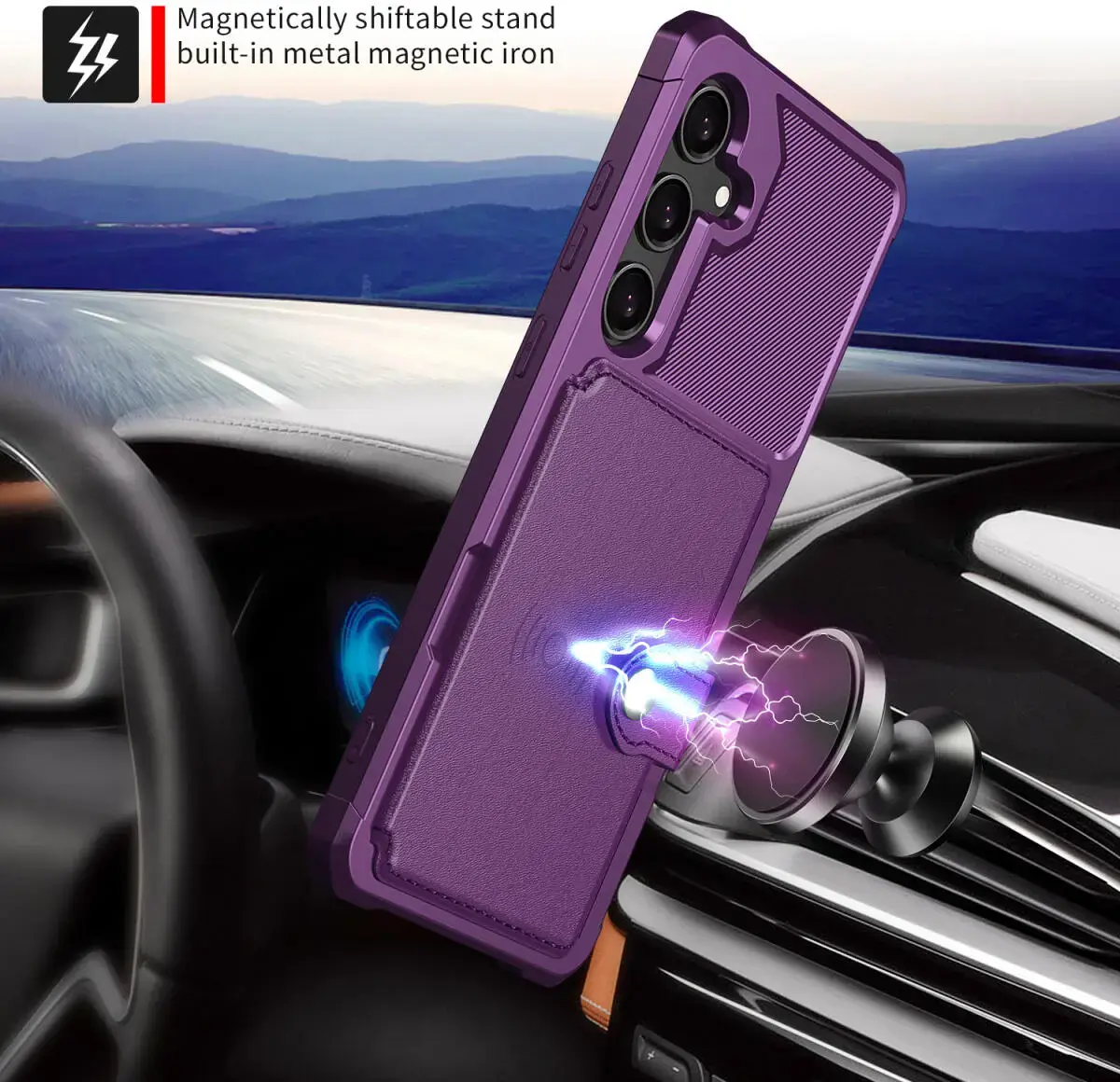 Samsung Galaxy A36 Hoesje 3-in-1 Pasjes Portemonnee Back Cover Paars afbeelding 5