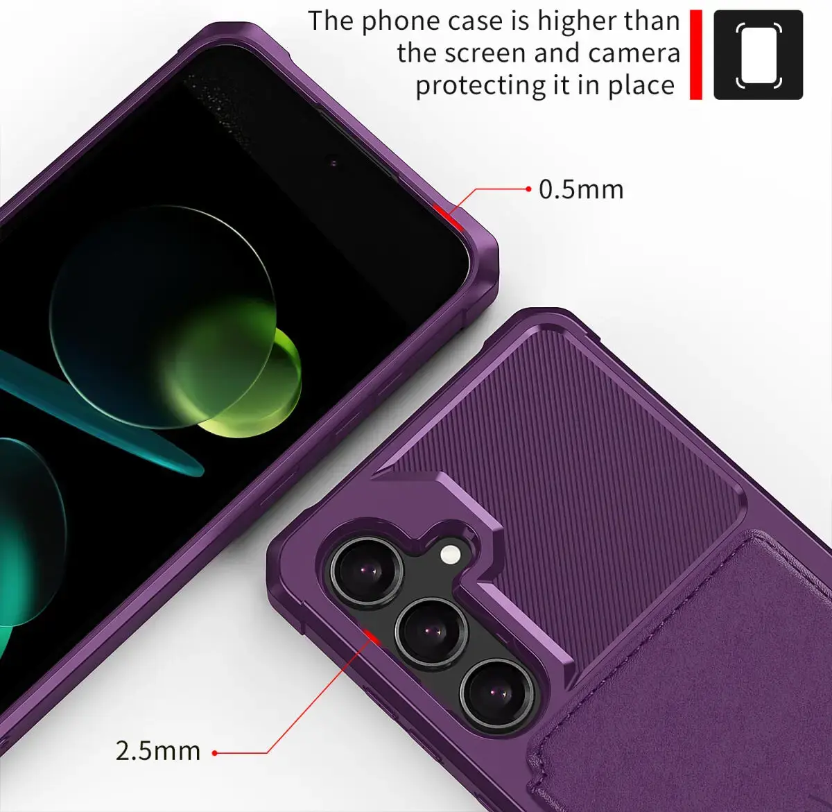 Samsung Galaxy A36 Hoesje 3-in-1 Pasjes Portemonnee Back Cover Paars afbeelding 9