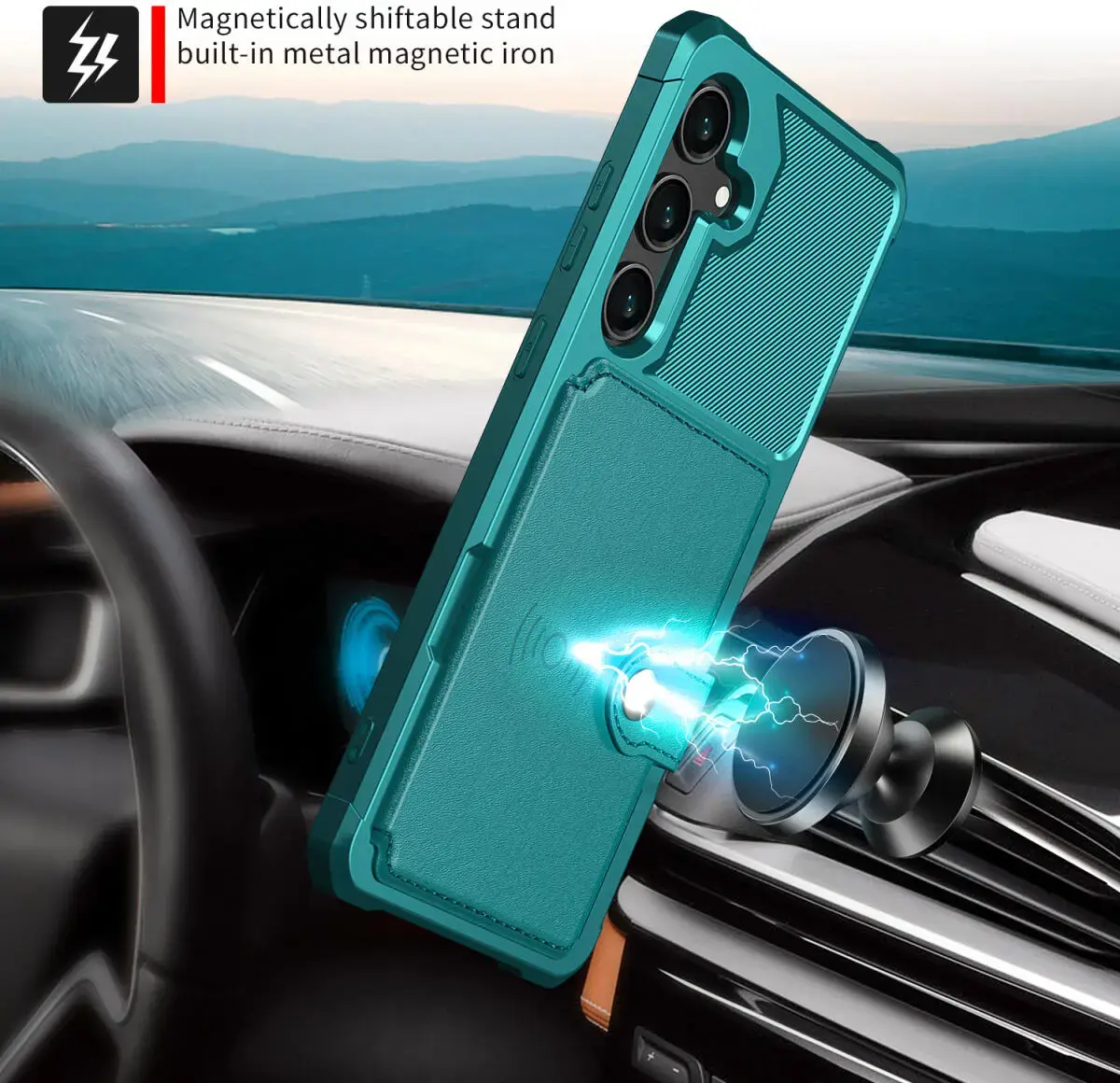Samsung Galaxy A36 Hoesje 3-in-1 Pasjes Portemonnee Back Cover Groen afbeelding 5