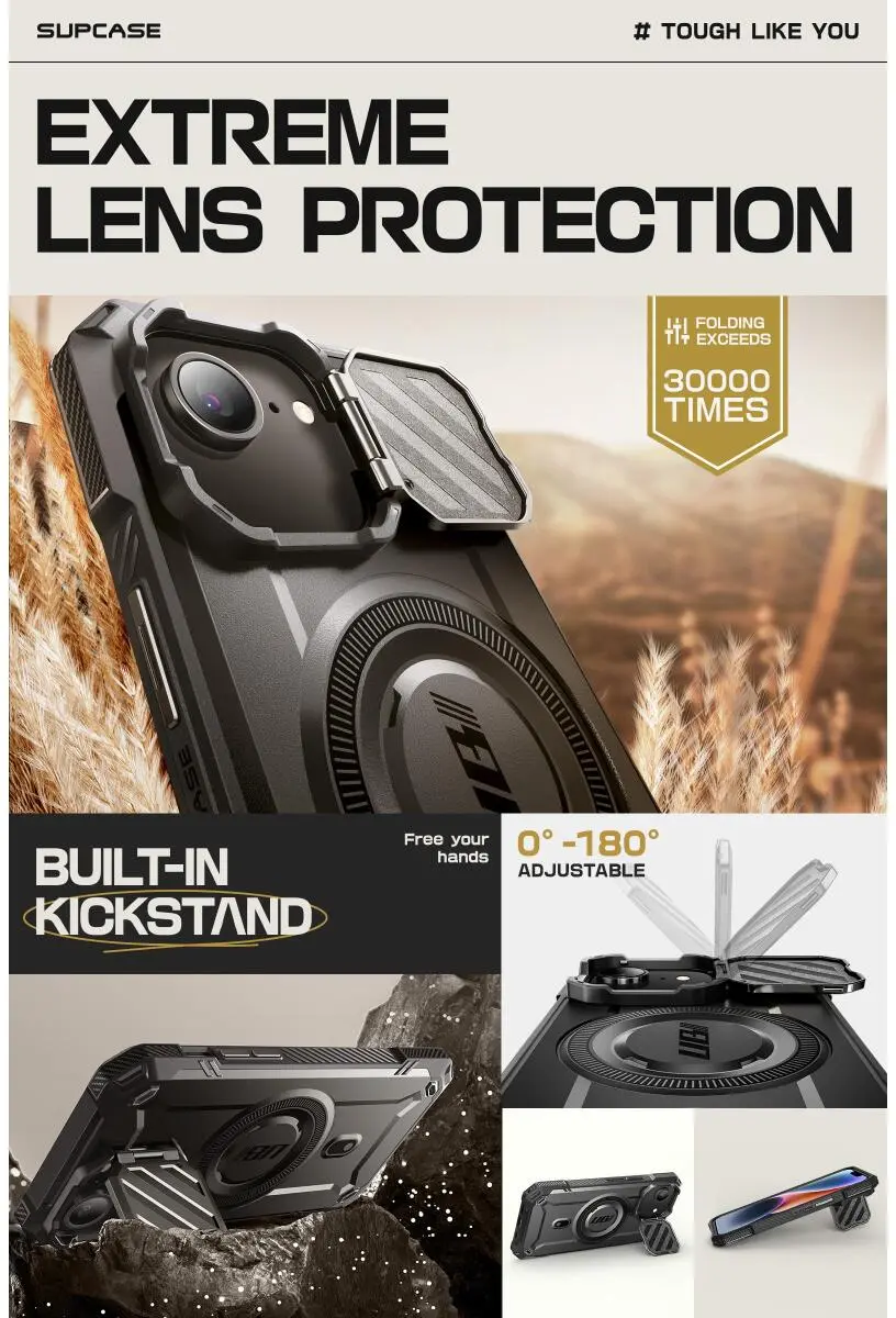 SUPCASE UB Pro MagXT Apple iPhone 17e / 16e Hoesje Camera Protector Zwart afbeelding 5