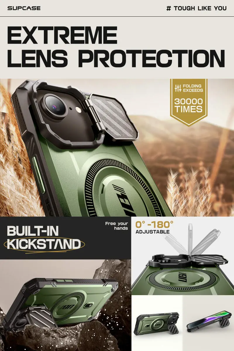 SUPCASE UB Pro MagXT Apple iPhone 17e / 16e Hoesje Camera Protector Groen afbeelding 4