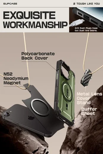 SUPCASE UB Pro MagXT Apple iPhone 17e / 16e Hoesje Camera Protector Groen afbeelding 8