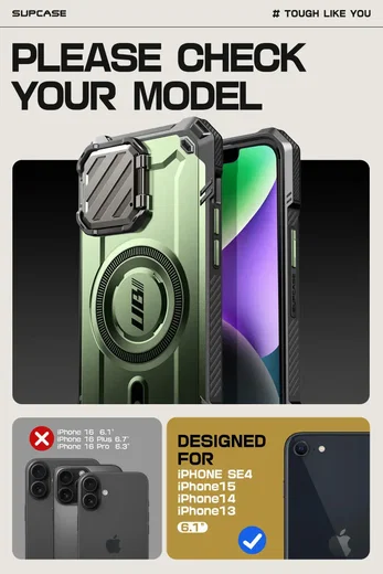 SUPCASE UB Pro MagXT Apple iPhone 17e / 16e Hoesje Camera Protector Groen afbeelding 9