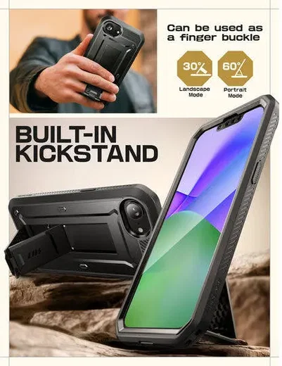 SUPCASE UB Pro Rugged iPhone 17e / 16e Hoesje Full Protect Kickstand Zwart afbeelding 4