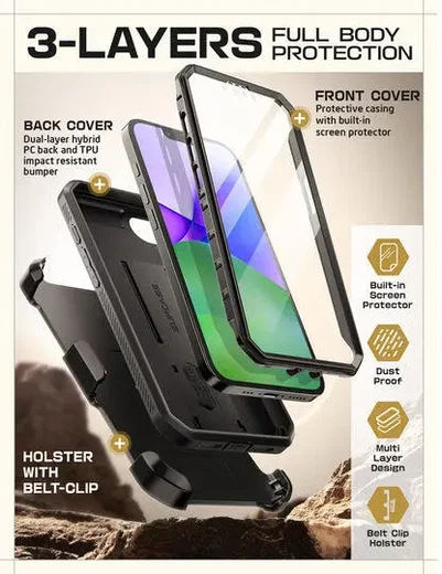 SUPCASE UB Pro Rugged iPhone 17e / 16e Hoesje Full Protect Kickstand Zwart afbeelding 5
