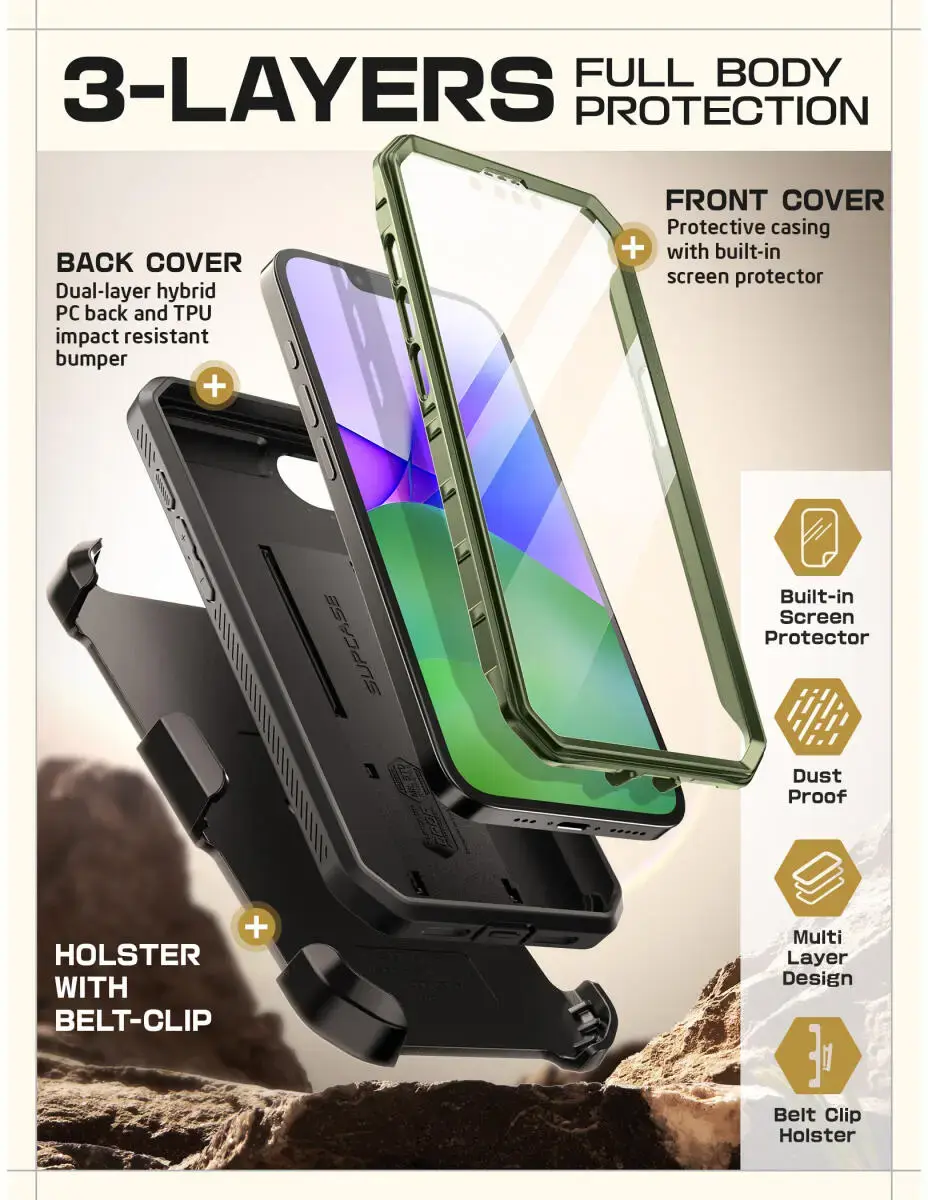 SUPCASE UB Pro Apple iPhone 17e / 16e Hoesje Full Protect Kickstand Groen afbeelding 4