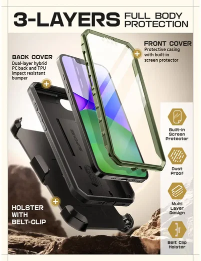 SUPCASE UB Pro Apple iPhone 17e / 16e Hoesje Full Protect Kickstand Groen afbeelding 4