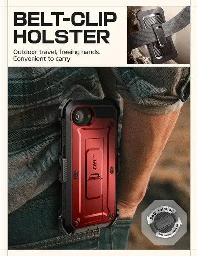 SUPCASE UB Pro Apple iPhone 17e / 16e Hoesje Full Protect Kickstand Rood afbeelding 6